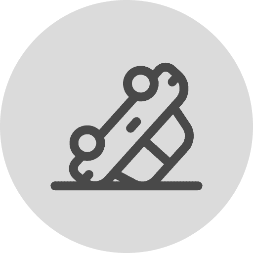 Icon of an overturned car, symbolizing a vehicle accident, inside a gray circle.