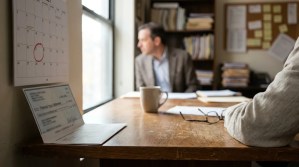 Personal Injury Settlement document on desk during attorney-client office meeting